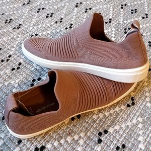 Beige slip on shoes